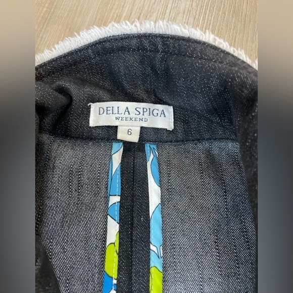 Della Spiga Vintage “weekend” Blazer w patterned accents & white stitch. Size 6 - Picture 9 of 14
